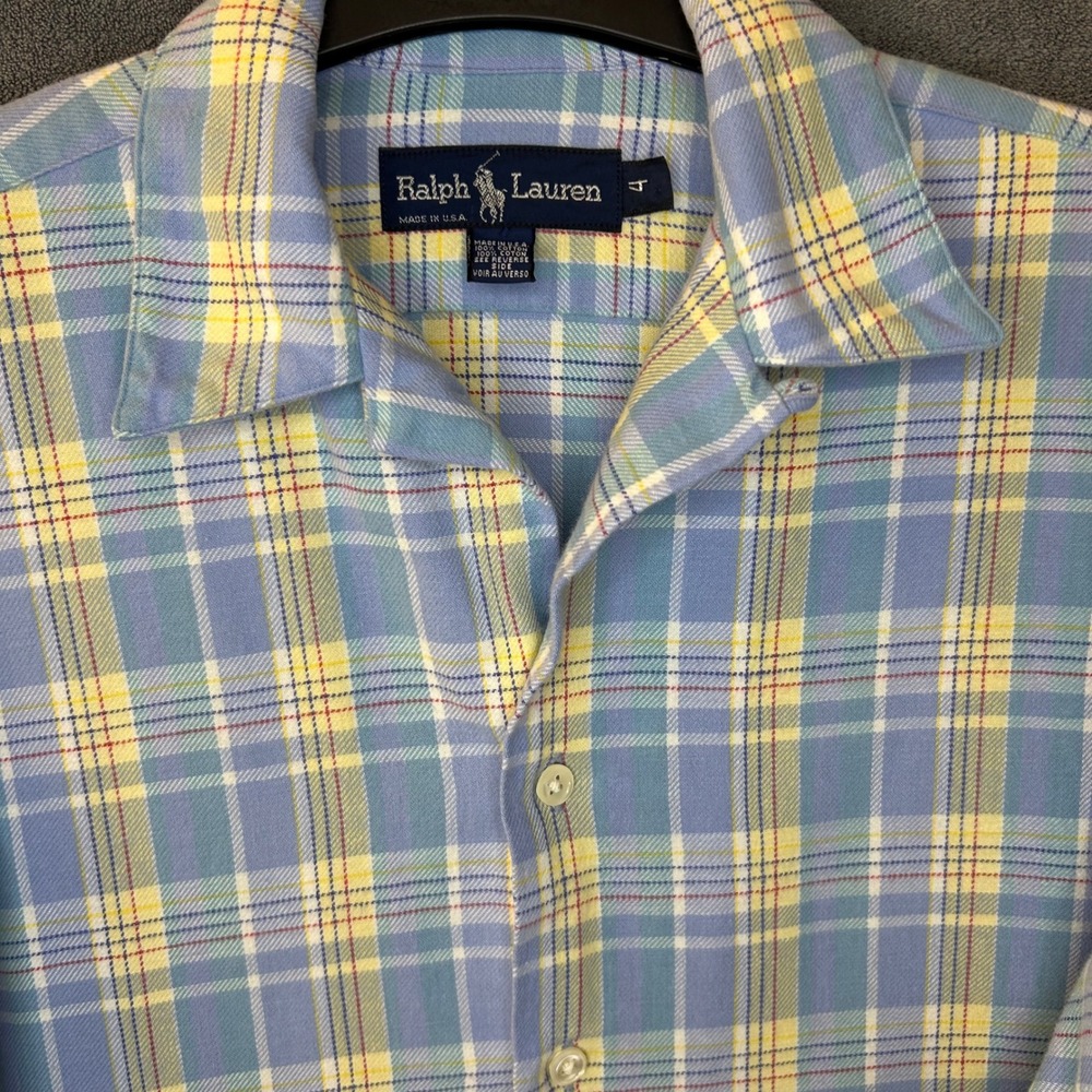 VTG 80s Ralph Lauren Womens Plaid Soft Flannel Shirt Size 4 Made in USA - Picture 1 of 11